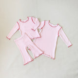 Florence Rib Flare Set - Pink/Red