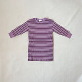 Hallie Stripe Rib Cotton Dress - Mauve/Plum Stripe