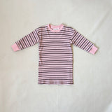 Hallie Stripe Rib Cotton Dress - Pink/Chocolate Stripe