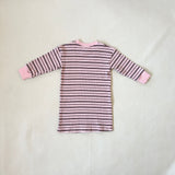 Hallie Stripe Rib Cotton Dress - Pink/Chocolate Stripe