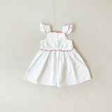 Harriet Cotton Dress - White/Red