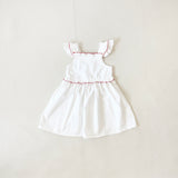 Harriet Cotton Dress - White/Red