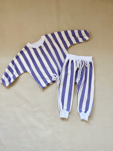 Haze Terry Towel Striped Set - Lilac