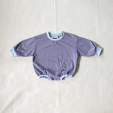 Hennie Cotton Stripe Bodysuit - Ivory Blue/Maroon Stripe