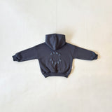 Sporty Puff Print Cotton Hoodie Tracksuit Set - Charcoal