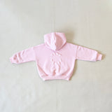 Sporty Puff Print Cotton Hoodie Tracksuit Set - Pink