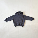 Sporty Puff Print Cotton Hoodie Tracksuit Set - Charcoal