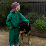 Sporty Puff Print Cotton Hoodie Tracksuit Set - Emerald