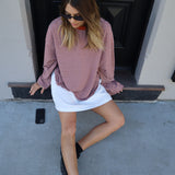 Women's Rhode Stripe Cotton Long Sleeve Tee - Terracotta Stripe