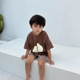 Teo Stripe Cotton Terry Towelling Shorts - Iced Latte Stripe