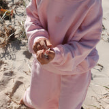 Sporty Puff Print Cotton Hoodie Tracksuit Set - Pink