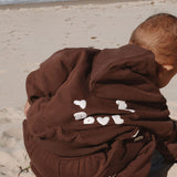 Sporty Puff Print Cotton Hoodie Tracksuit Set - Cocoa