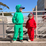 Sporty Puff Print Cotton Hoodie Tracksuit Set - Emerald
