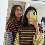 Women's Kennedy Stripe Long Sleeve Tee - Maroon/Blue Stripe