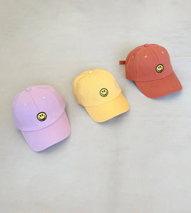 Smiley Embroidery Cap - Yellow