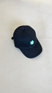 Floral Embroidery Cap - Black