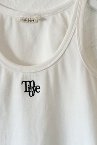 Adult Libby Monogram Tank in Classic Font - White/Black