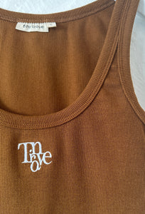Adult Libby Monogram Tank in Classic Font - Cinnamon/White