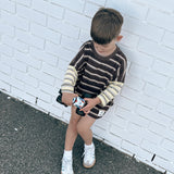 Rowan Stripe Cotton Long Sleeve Tee - Brown/Yellow Stripe