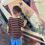 Rowan Stripe Cotton Long Sleeve Tee - Brown/Yellow Stripe