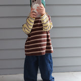 Rowan Stripe Cotton Long Sleeve Tee - Brown/Yellow Stripe