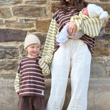 Rowan Stripe Cotton Long Sleeve Tee - Brown/Yellow Stripe
