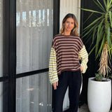 Women's Kennedy Stripe Long Sleeve Tee - Brown/Yellow Stripe