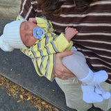 Mattie Stripe Cotton Bodysuit - Yellow Stripe