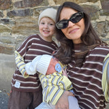 Rowan Stripe Cotton Long Sleeve Tee - Brown/Yellow Stripe