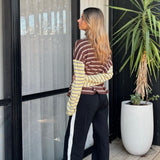 Women's Kennedy Stripe Long Sleeve Tee - Brown/Yellow Stripe