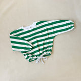 Haze Terry Towelling Top - Green/White Stripe 4Y SAMPLE