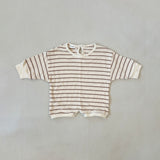Addie Cotton Stripe Romper- Cream/Latte SAMPLE
