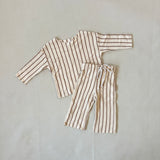 Alma Cotton Stripe Long Sleeve Set - Cream/Latte SAMPLE