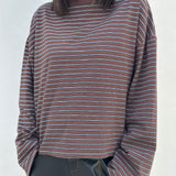 Women's Rhode Stripe Cotton Long Sleeve Tee - Mocha Stripe