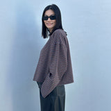 Women's Rhode Stripe Cotton Long Sleeve Tee - Mocha Stripe