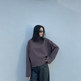 Women's Rhode Stripe Cotton Long Sleeve Tee - Mocha Stripe