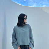 Women's Rhode Stripe Cotton Long Sleeve Tee - Forest Stripe