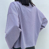 Women's Rhode Stripe Cotton Long Sleeve Tee - Ivory Blue/Maroon Stripe