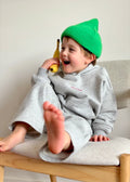 Sporty Puff Print Cotton Hoodie Tracksuit Set - Grey Marle