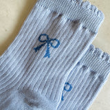 Bow Socks - Powder Blue