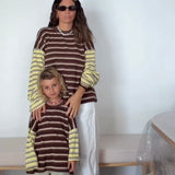 Women's Kennedy Stripe Long Sleeve Tee - Brown/Yellow Stripe