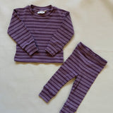 Ruka Set in Mauve/Plum Stripe SAMPLE - 0-3m