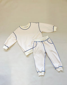 Imogen Cotton Set - Cream/Blue