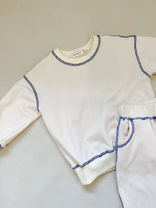 Imogen Cotton Set - Cream/Blue