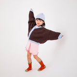 Rye Cotton Contrast Knit Cardigan - Coffee/Sky Blue
