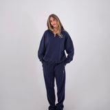 Women's Sporty Cotton Tracksuit Pants - Navy