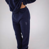 Women's Sporty Cotton Tracksuit Pants - Navy