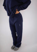 Women's Sporty Cotton Tracksuit Pants - Navy
