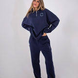 Women's Sporty Cotton Tracksuit Pants - Navy