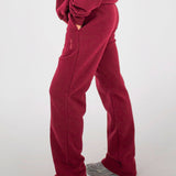 Women's Sporty Cotton Tracksuit Pants - Wine